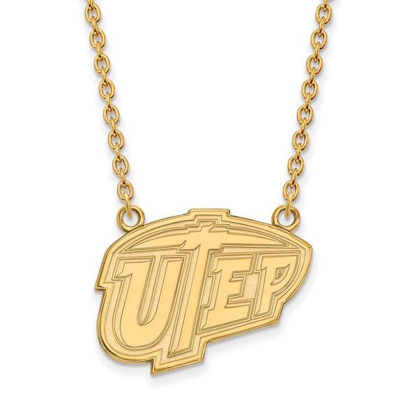 10k Yellow Gold U of Texas at El Paso Large Pendant Necklace